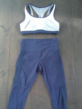 Athleta Navy, Gray & White Workout Set